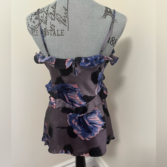 Rebecca Taylor Floral Silk Camisole with Ruffle Details, Size 4 - Picture 5 of 14